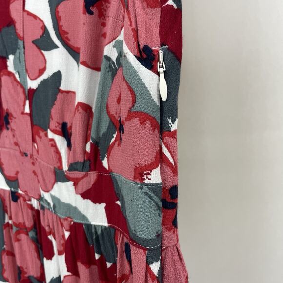 Seasalt Cornwall Size 6 Birch Leaf Midaxi Tea Dress Organic Cotton Red Floral - Picture 5 of 9